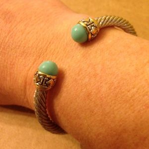 John Medeiros two tone turquoise cuff